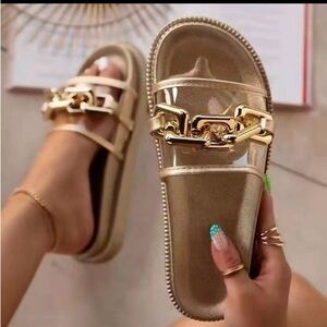 Womens Peep Toe Slippers Clear Flatform Sandals Slides Beach Shoes Casual Comfy